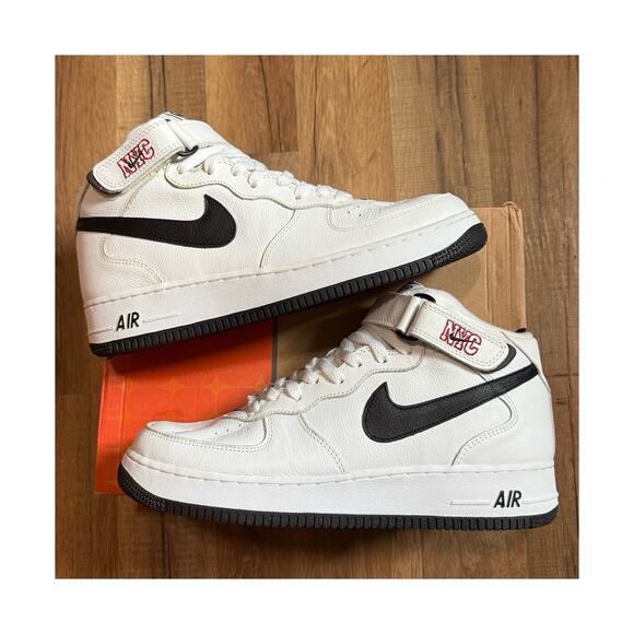 2003 Nike Air Force 1 Mid NYC White Black Varsity Red main image 2